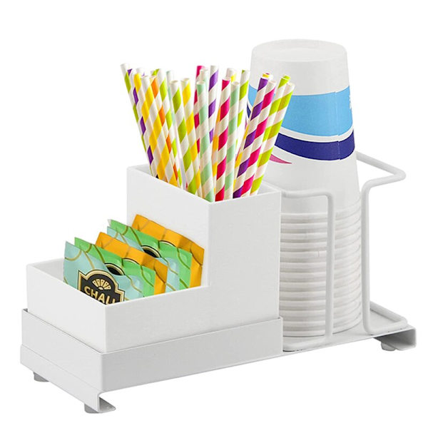 Engangskopholder Creative Desktop Papirkopopbevaringsstativ Take Cup Stativ Kontor Tepose Kaffe Kapsel Organiseringsboks White