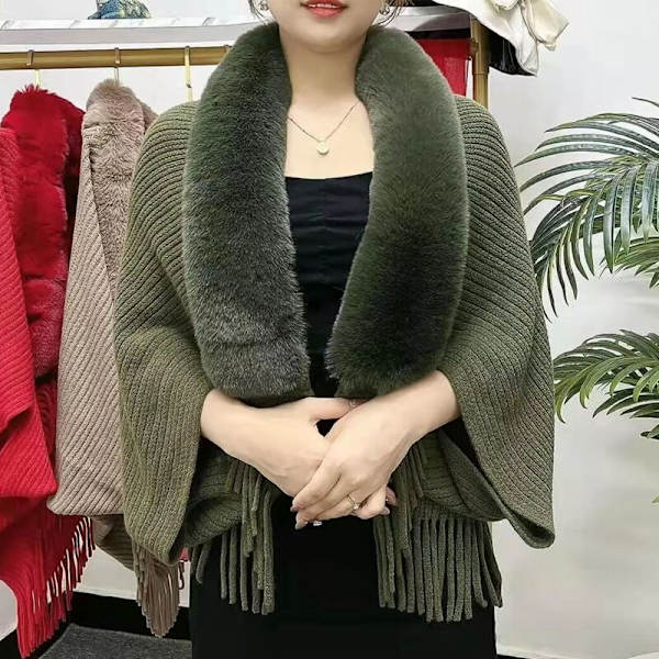 Fringed Winter Faux Cashmere Sjal Scarf green