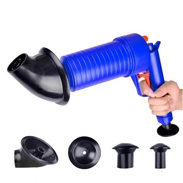 Air Power Drain Blaster Högtrycks Manuell Sink Kolvöppnare Rör Muddring Rengör pumpverktyg blue