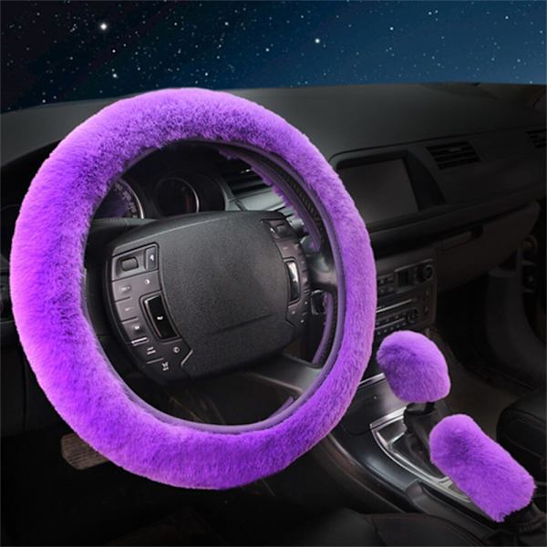 Päls Fluffig Tjock Bilratt Cover Mjuk Ull purple 38cm(diameter)