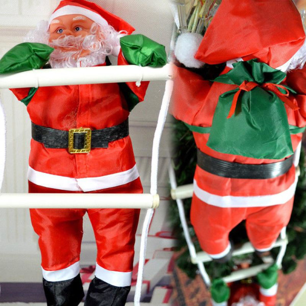 Julemanden klatrer på rebstige juletræsdekoration two persons 25cm
