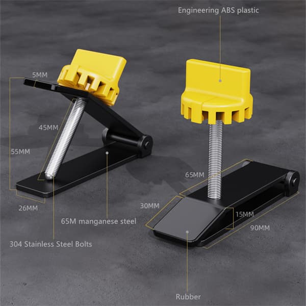 Seinälaattojen manuaalinen korkeudensäätölaite black+yellow 9x3x5cm