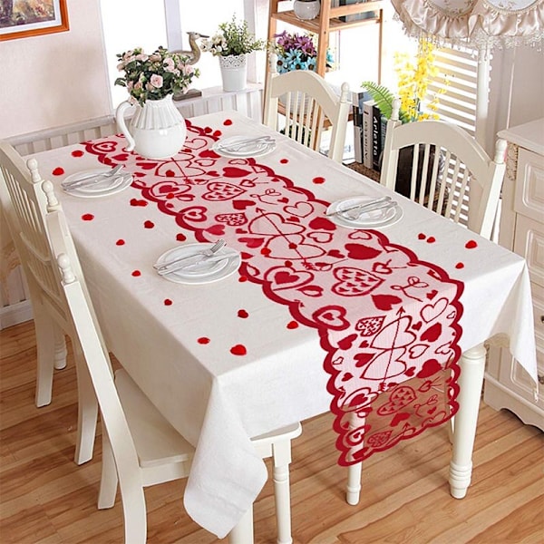Bordløber Kærlighedshjerte Dugløber Luksus Amorpil red 33x183cm