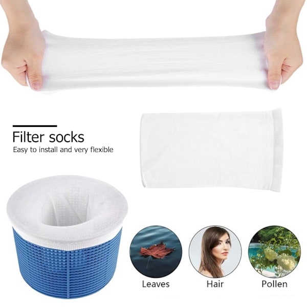 Nylon Mesh til filtre Kurve Pool Skimmer Sokker white+blue 10pcs