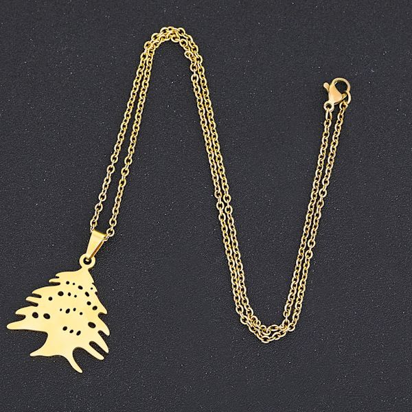 Stilfullt uttalande - Snyggt Libanon karta hänge halsband Gold