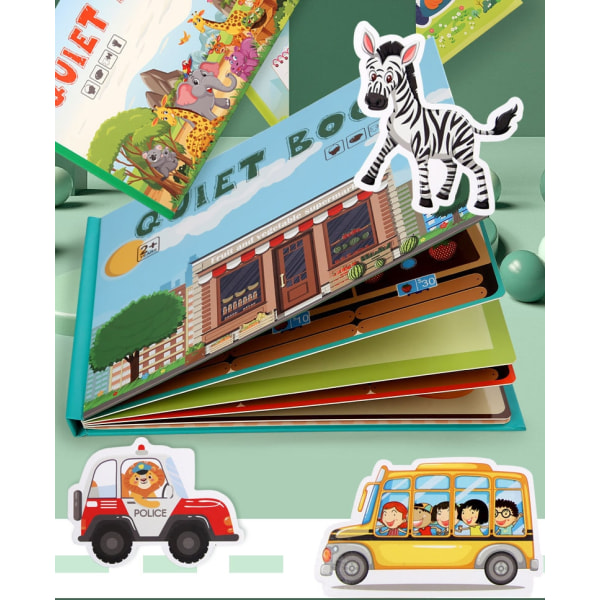 8 stil Djurnummer Kognitiv pedagogisk Toy Sticker Book transportation