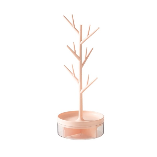 Trädformat vridbart smyckeskrin-displayställ med krok pink