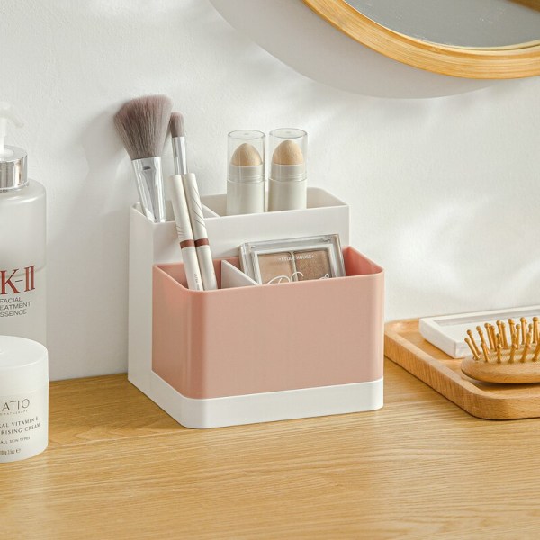 Kosmetika Löstagbar förvaringsbehållare för skrivbordssminkborstar beige 12.5*11.3*10.7cm