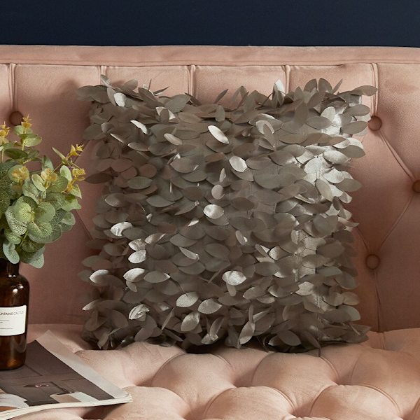 Polyesterisatiini 3D kasvien lehdet kirjonta tyynyliina 11 väri moderni koristeellinen sohva cover uudenvuoden joulun kodin sisustus Rose Red 43X43CM-pillow cover