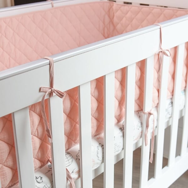 Baby tremmeseng Bumper Bomuld Tykker tremmeseng beskytter puder white large