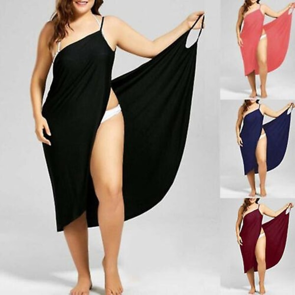 Dam Bikini Cover Up Sarong Beach Long Dress Cover klänning BLACK 2XL