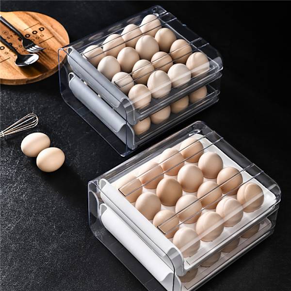 32 Grid Egg Skuffe Køleskab Transparent opbevaringsstativ White