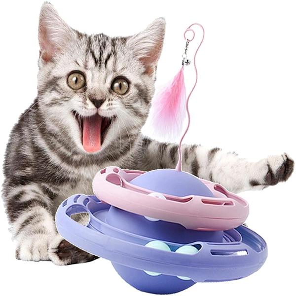 Kattunge leksak katt pinne med fjäder tumlar form blue