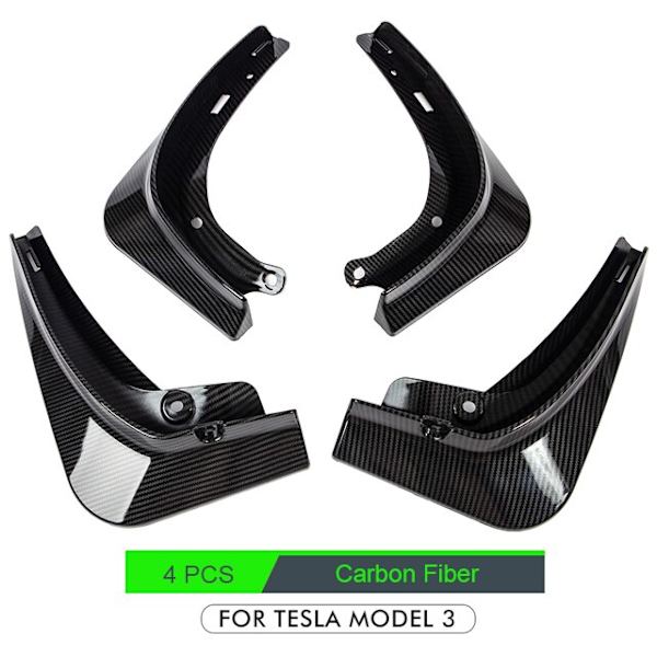 4 STK Stænkklapper til Tesla Model 3 Forreste Stænkskærme Fender Kit ABS Carbon Model 3