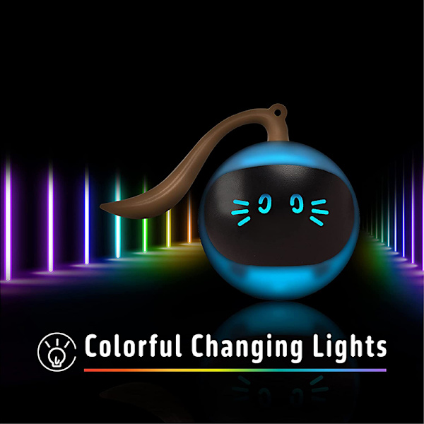 Farverig LED selvroterende bold Smart interaktivt kattelegetøj yellow diameter 48mm