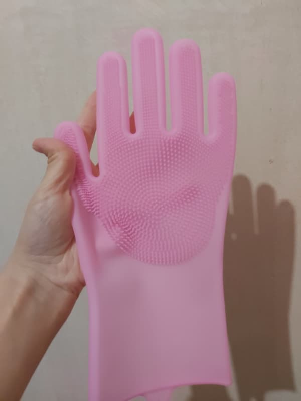 Tvätta disken rena handskar silikon kök pink