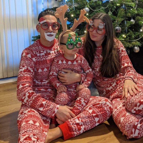 Julepyjamassæt Familiematchende outfits Nattøj red baby 12m
