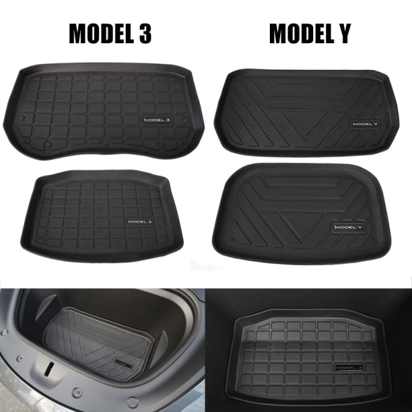 TPE-dyna främre bakmatta för Tesla Model 3 Model Y-matta Tillbehör Trunk Cargo Tray Golvmatta model 3  set