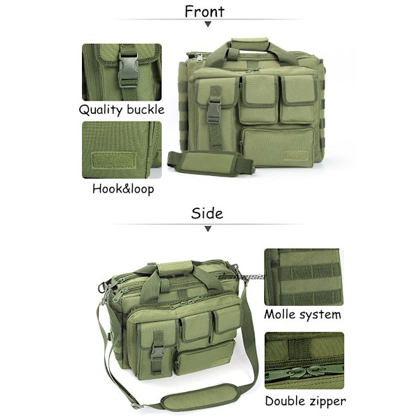 Militär taktisk handväska för bärbar dator black 35*30*15cm