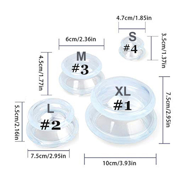 4. Koppning for helkroppsmassage Hemvakuumkoppning Transparent 4pcs/set