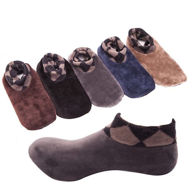 Mænd Kvinder Tykke Vinter Varme Sokker Skridsikre Indendørs Gulv Bløde Casual Slipper Strømpebukser Red Female