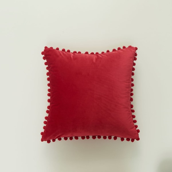 Pudebetræk Pompoms Kanter Ultra Soft Velvet Pudebetræk Sofa Sofa Lændepudebetræk Purple 45X45CM