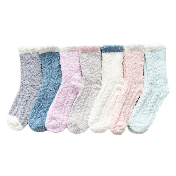 3ST Dam Fuzzy Socks Tofflor Vinter Fluffy Mysigt Varm Mjuk Aska en storlek