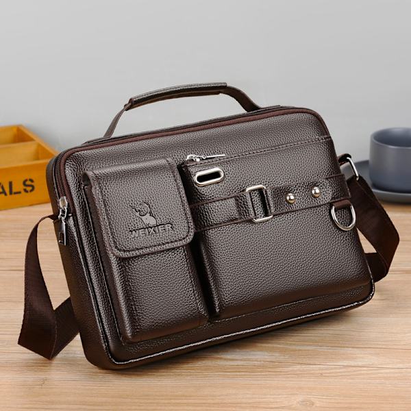 Axelväska med stor kapacitet Läder Messenger Bag för män brown 20*7*24cm