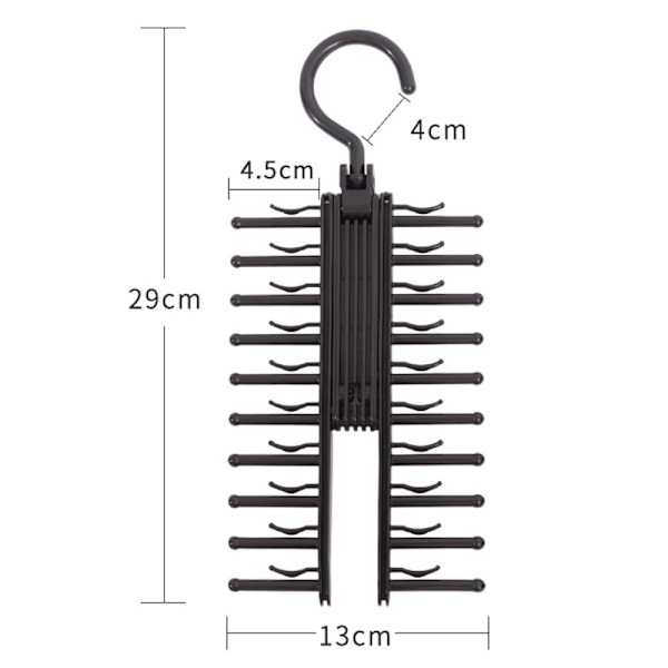 Justerbar 360 graders roterende 20 bue opbevaringsstativ Husholdning black 29*13cm