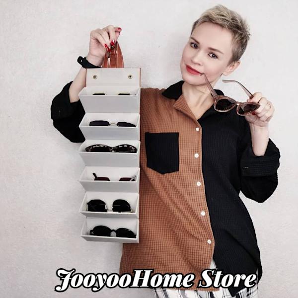 Solglasögon Organizer Box Vikbar glasögon med flera öppningar brown 2 pairs
