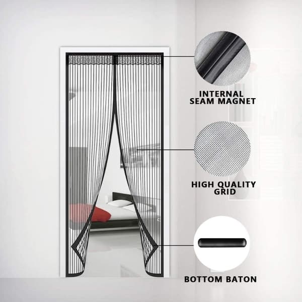 5 storlekar Basic Magnetic Myggnät Sommar Anti Bug Flugdörr Gardiner Mesh White 80 x 210cm