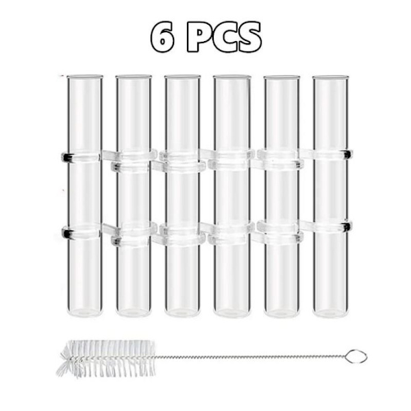 Gångjärnsförsedd blomglasvas klara provrör Blomkruka Blommor hydroponisk behållare 6 Tubes-L