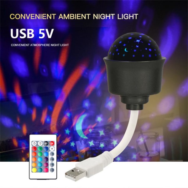 Night Light 5V Star Projector LED-kaukosäätimen koristelu black with remote