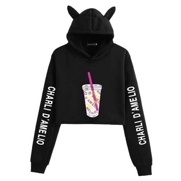 naisten kissan korvat rajattu collegepaita casual harajuku-huppari White size-S