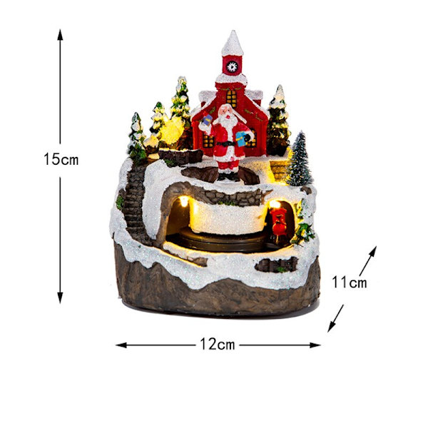 Christmas Crafts Village Santa Claus glödande musik prydnader snowman 12*11*15cm