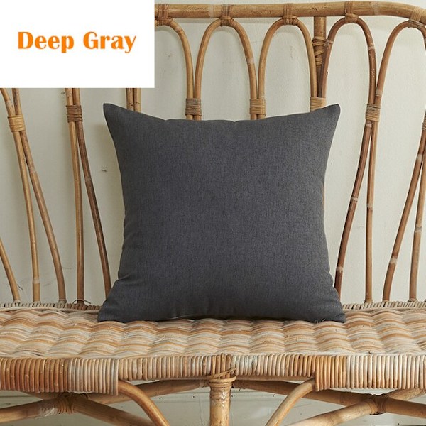 Solid vandtæt pudebetræk Enkel ren farve farvet polyester pudebetræk Vandtæt dekorativ pudebetræk til sofa Deep Gray 45X45CM