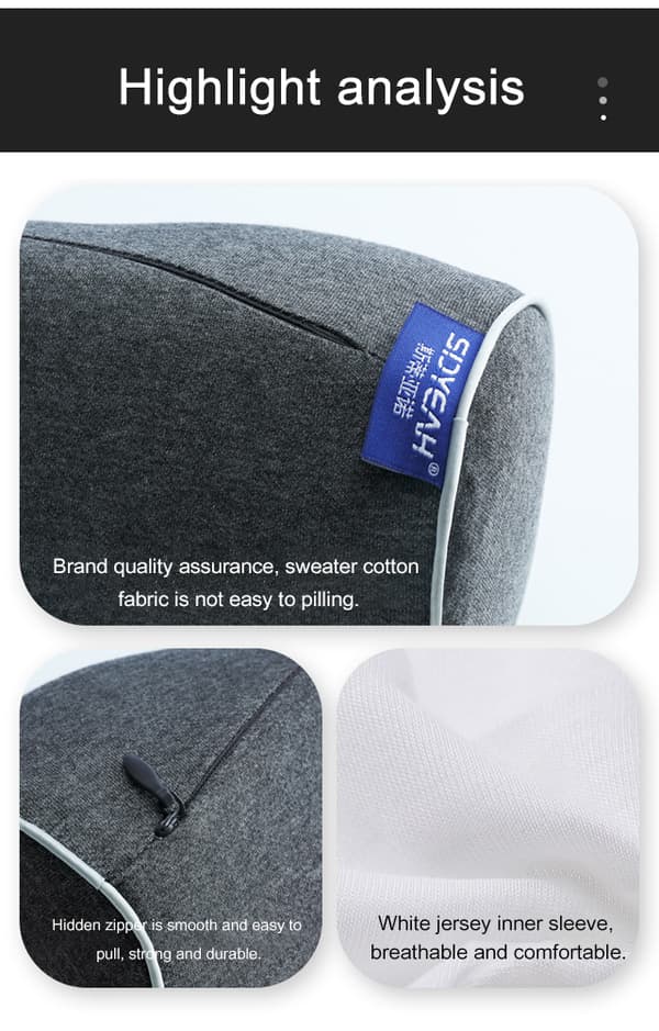 Memory Foam Sleeper afhjælpende puder blackgray 28*16*11/9cm