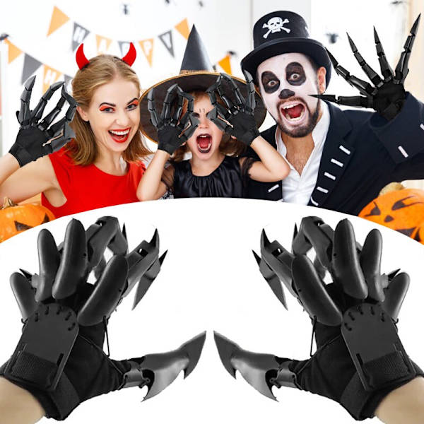 Halloween artikulerede fingre Fleksible fingerhandskerforlænger black 1 set
