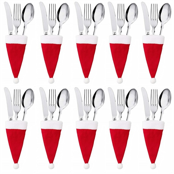 Service Holder Taske Jul Hat Julepynt white+red 5pcs
