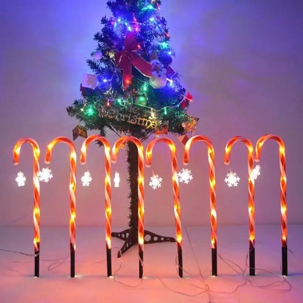 Udendørs julepynt Solar Candy Cane Lights Vandtæt Led Light A-5PCS