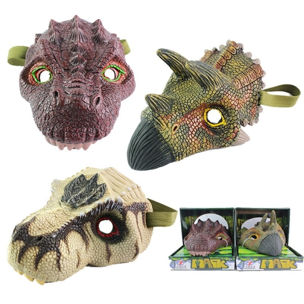 Dinosaur Mask Simulation Dinosaur Model Halloween Mask beige 21.5*16*12cm