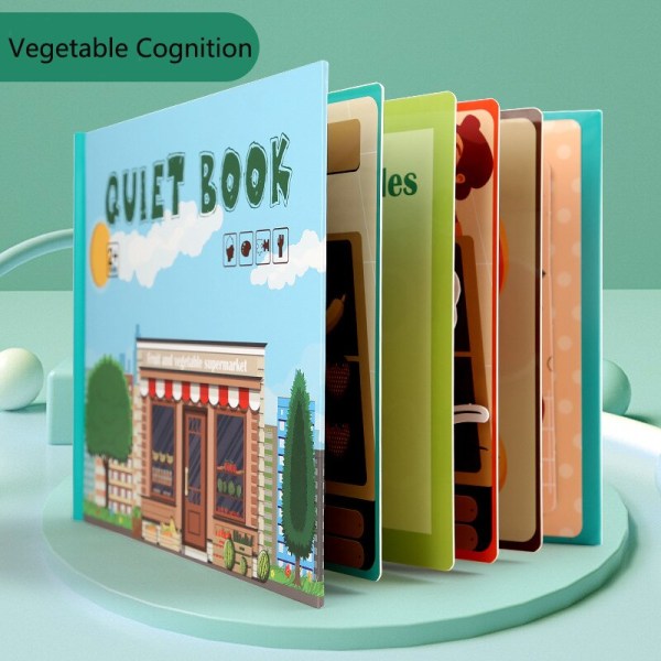 8 stil Djurnummer Kognitiv pedagogisk Toy Sticker Book vegetable