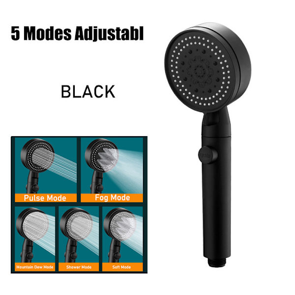 Multifunktions håndholdt vandbesparende regnbruserhoved black 250*90mm