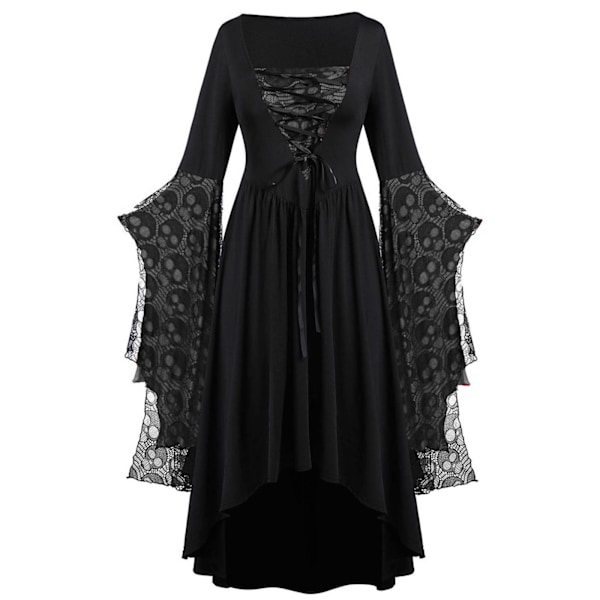 Vuxen Punk Gothic Häxa Karneval Cosplay Dräkt Häxa Vampyr Festklänning Halloween Light Gray 5XL