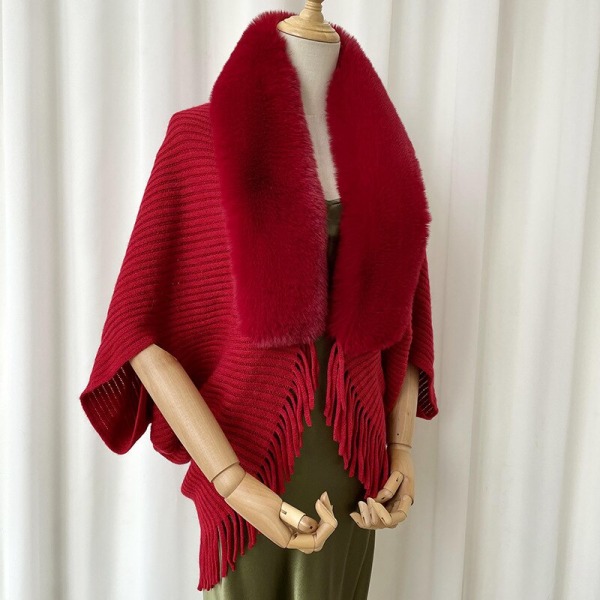 Fringed Winter Faux Cashmere Sjal Scarf red