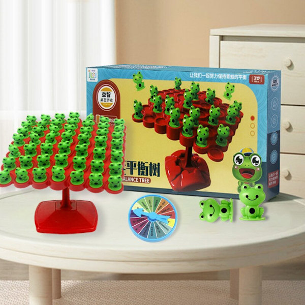 Montessori Math Legetøj Frø Balance Træ Pædagogisk green+red 32*17.5*3cm(packaging)