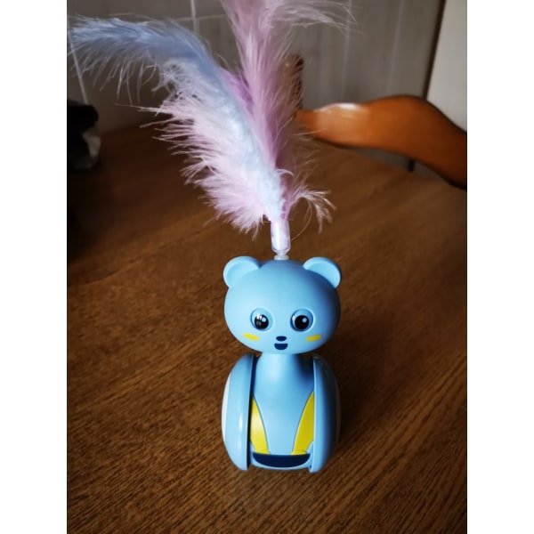 Kattelegetøj Rolling Teaser Feather Wand Rotating Ball blue ball