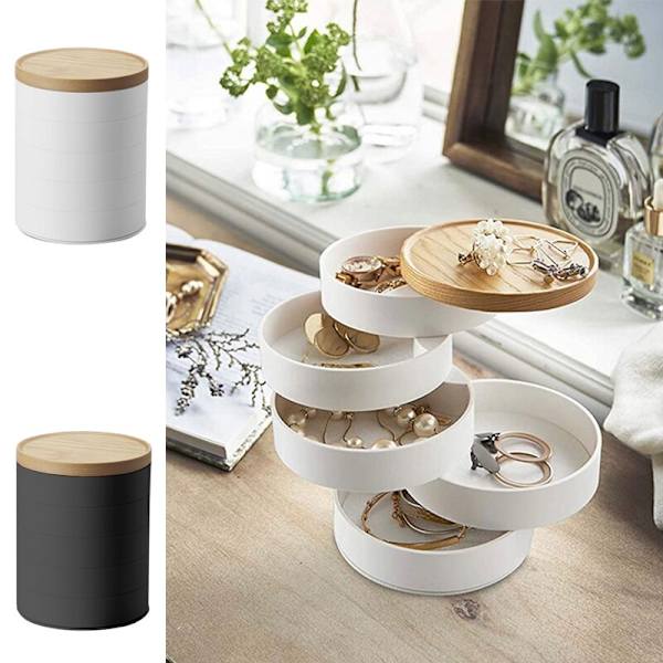 5 lager plast roterbar smyckeskrin Örhängen Ring Container black 12.5*10cm