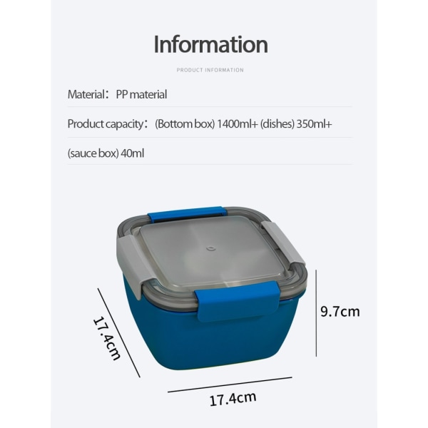 Proof Soup Lunch Box set ja kastikekuppi blue 15.4x15.4x8.7cm