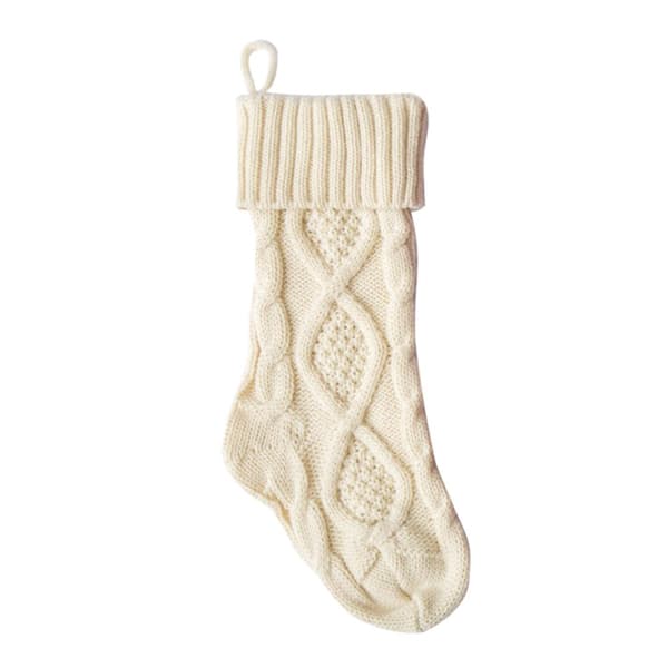Vinter stickad ull godispåse strumpor hängande julklapp white